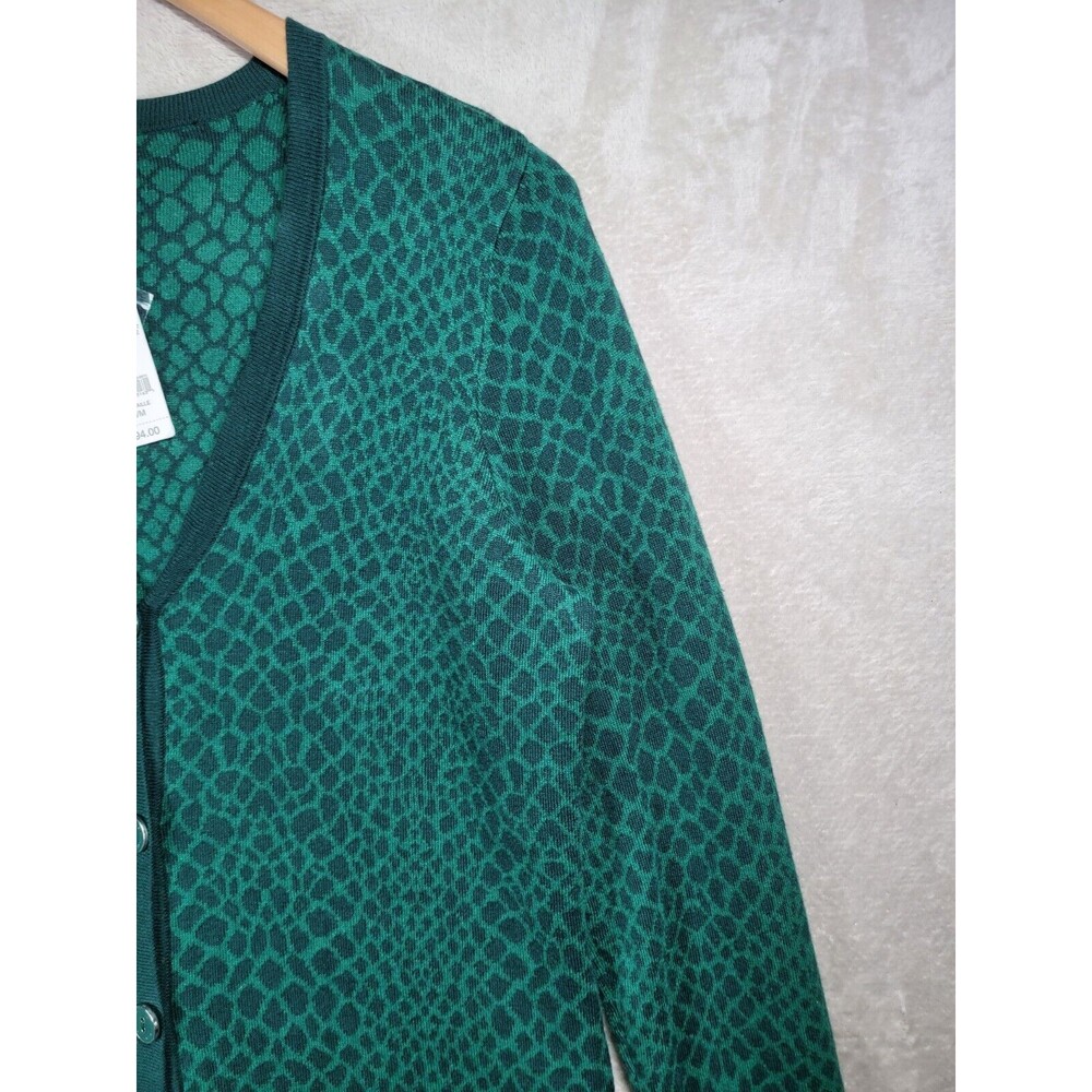 Isaac Mizrahi Live Cardigan Sweater Womens M Green Long Sleeve Animal Print - Picture 10 of 16